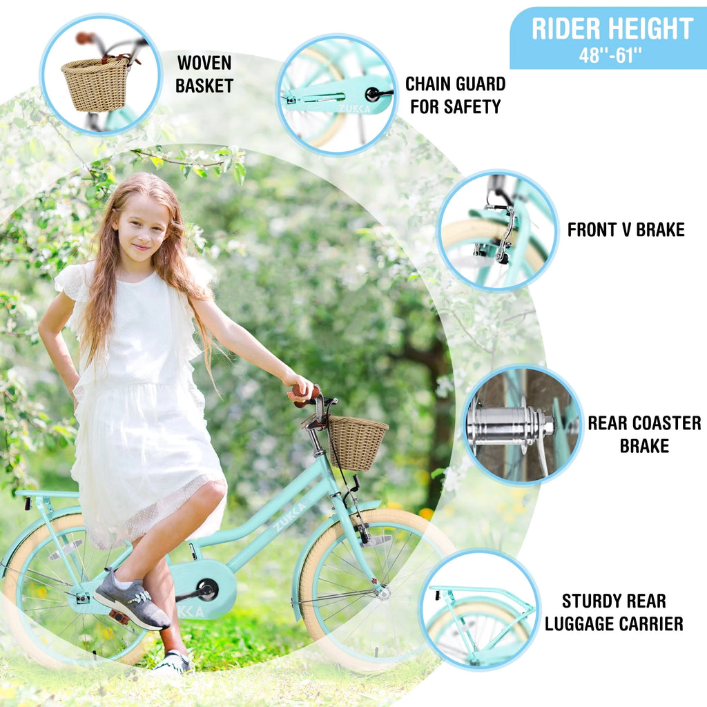 Kids Bike with Woven Basket White W730