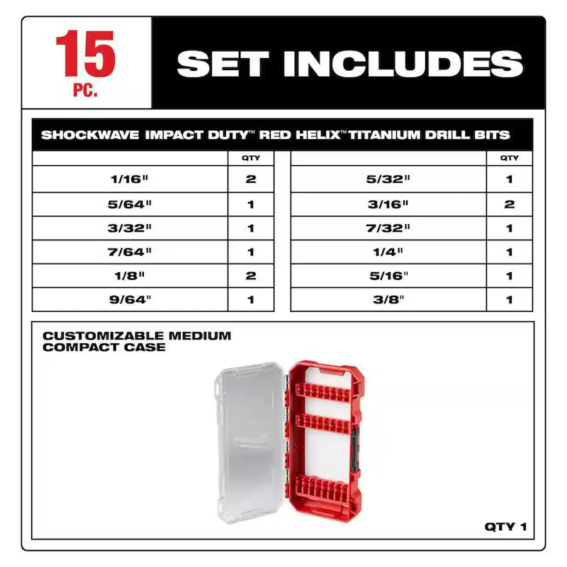Titanium Drill Bit Set 15-Piece F595