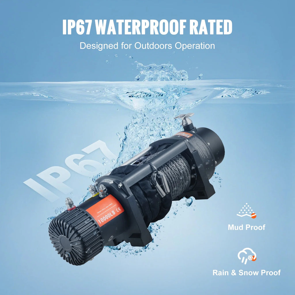 12V 10,000 lb Nylon Rope Winch with Wireless Remote M629345