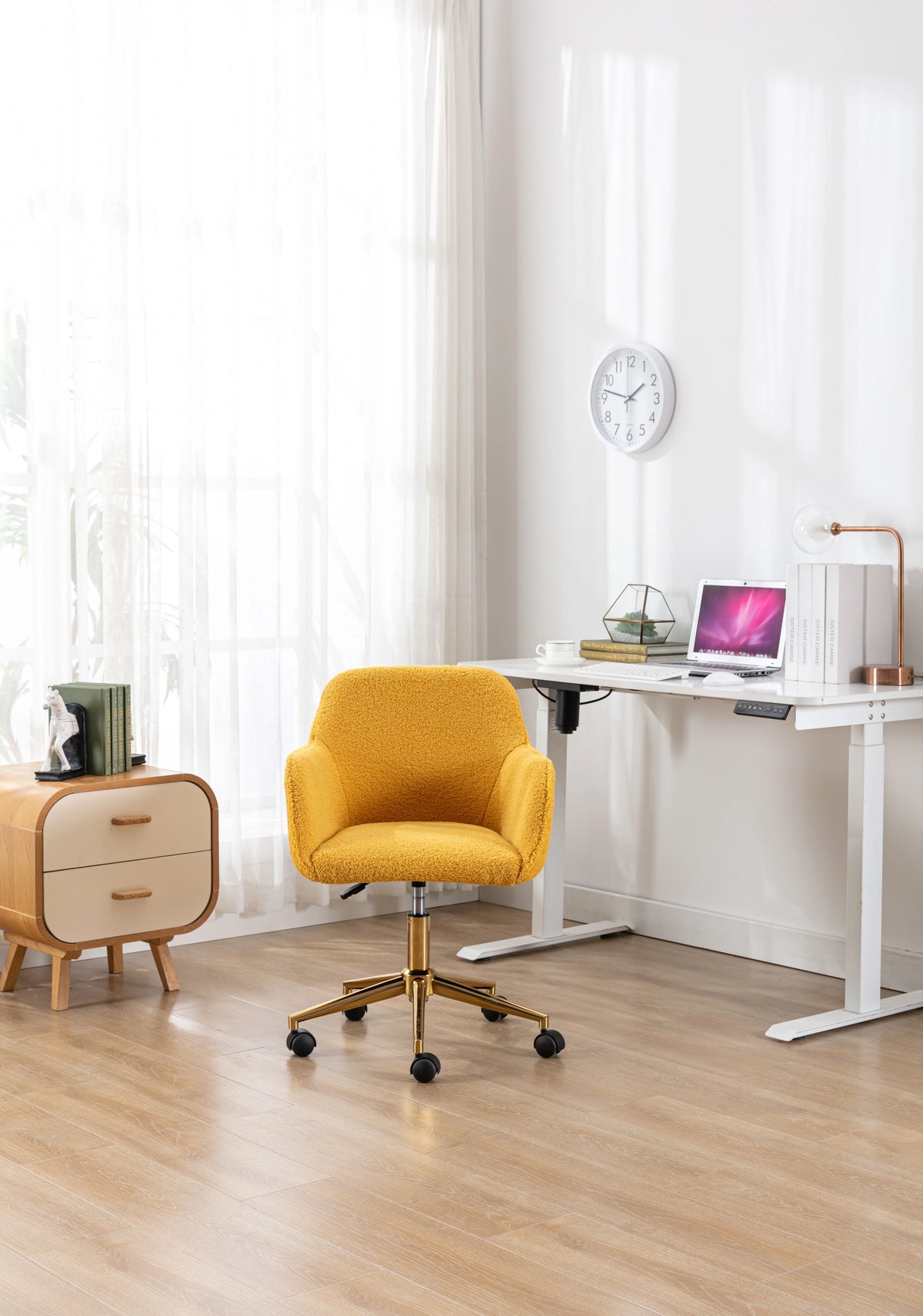 Yellow Teddy Fabric Adjustable Height Office Chair C9622