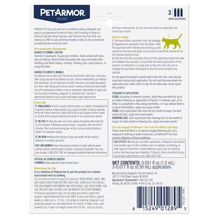 Flea and Tick Treatment for Cats W367825