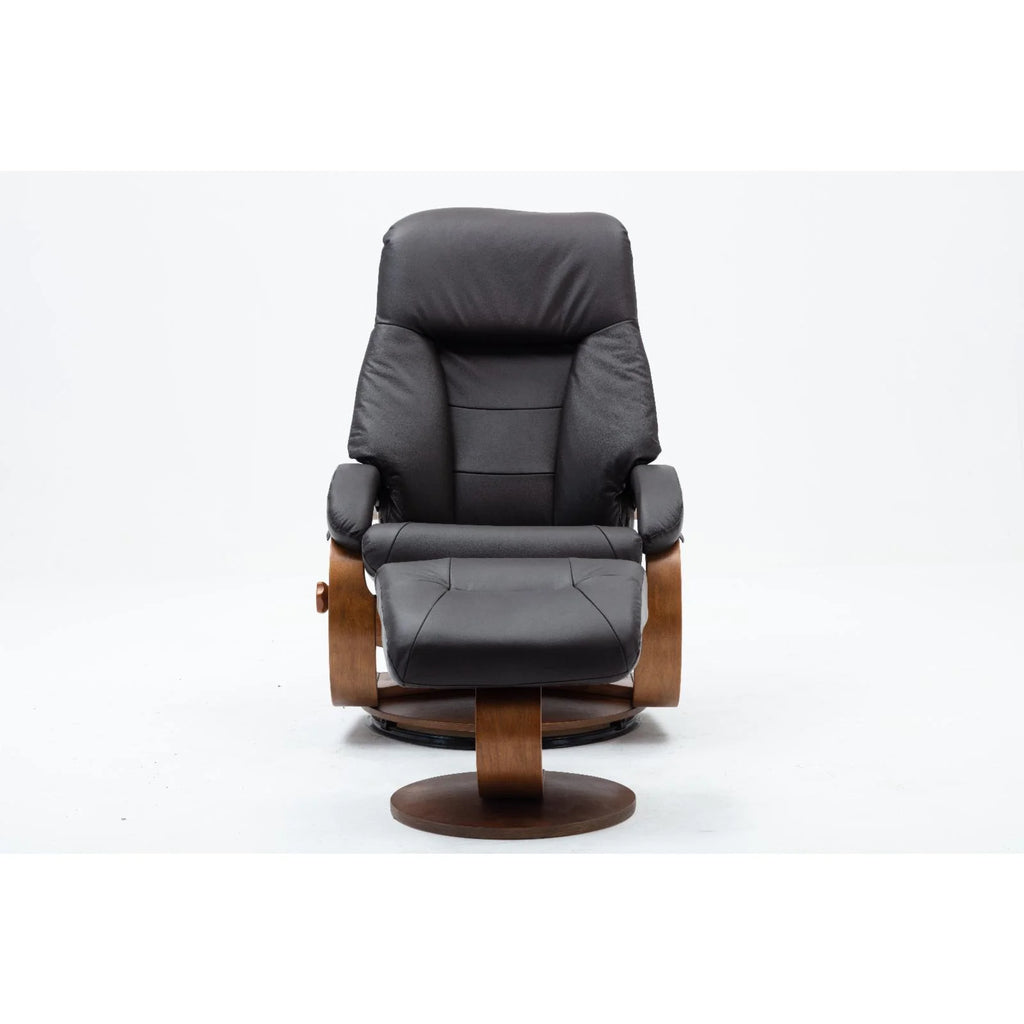 Top Grain Leather Recliner and Ottoman J156