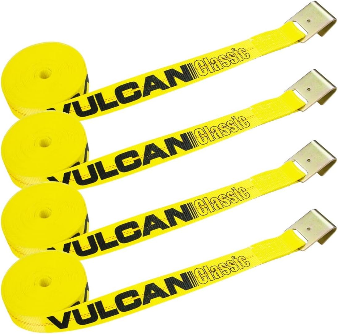 Classic Yellow 2 Inch x 30 Foot Winch Strap with Flat Hook, 4 Pack H800782