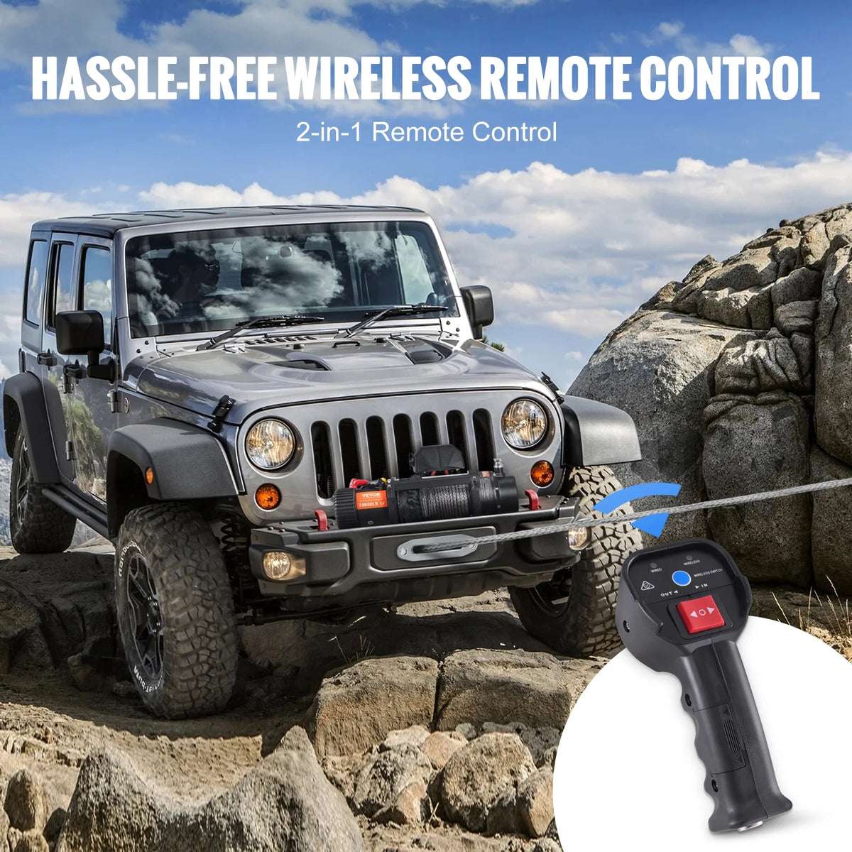 12V 10,000 lb Nylon Rope Winch with Wireless Remote M629345