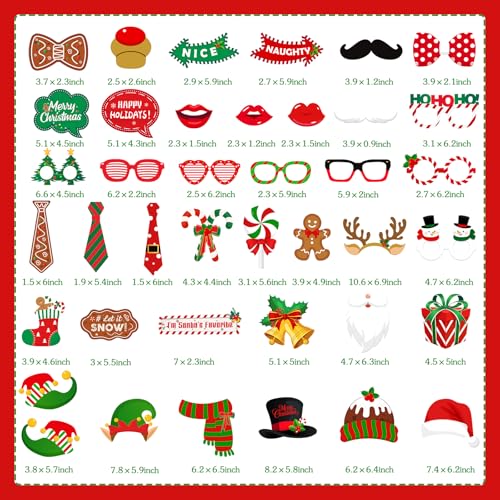 Christmas Photo Booth Props, 40Pcs Party Decorations Y151
