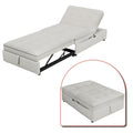 White Linen Fabric Convertible Chair with Charging Station and Side Pocket S37339