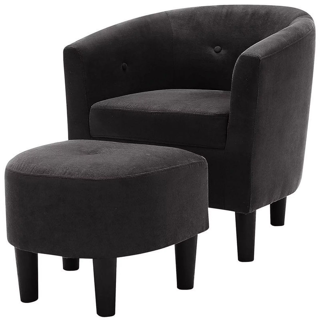 Dark Gray Polyester Fabric Accent Chair with Ottoman Q998