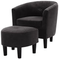 Dark Gray Polyester Fabric Accent Chair with Ottoman Q998