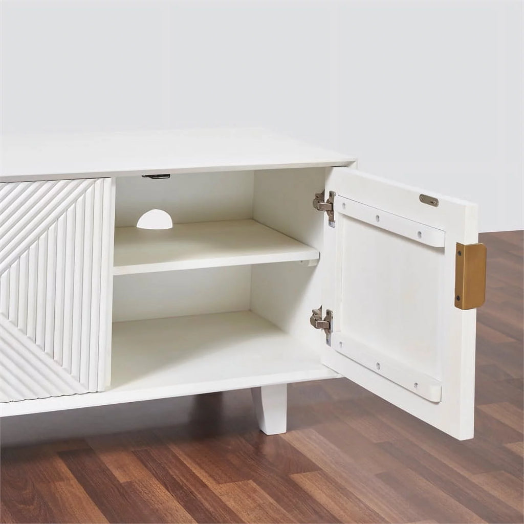 Solid Wood 68" TV Stand for TVs up to 78" White R96226