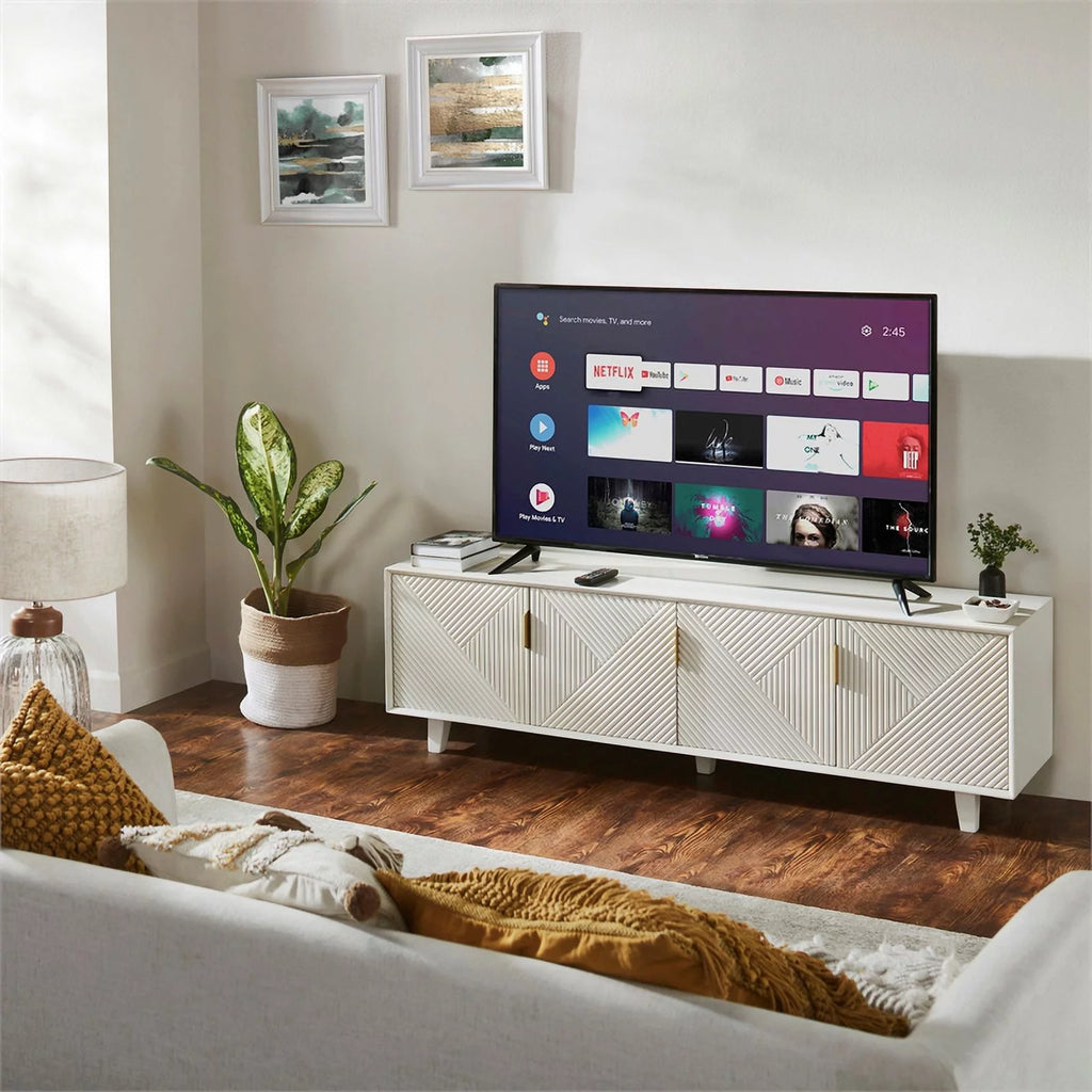 Solid Wood 68" TV Stand for TVs up to 78" White R96226