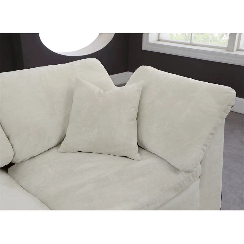 Velvet Down Filled Modular Sectional Sofa in Cream U1807