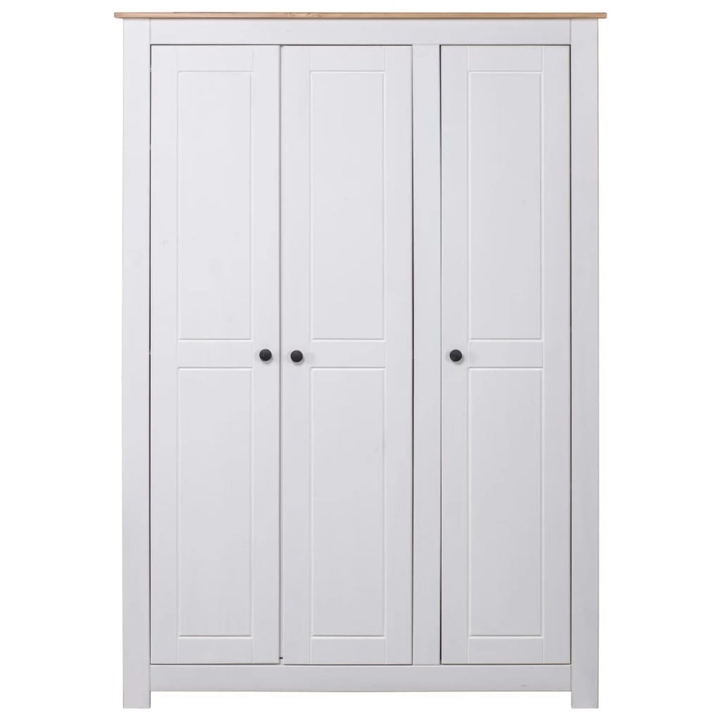 White 3-Door Pine Wardrobe I8149