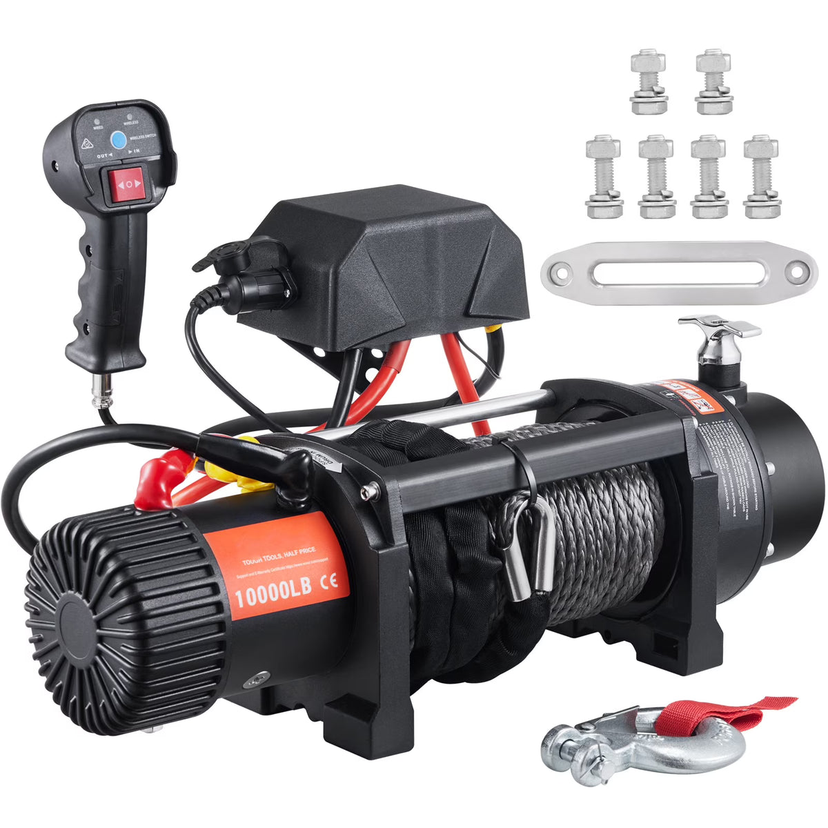 12V 10,000 lb Nylon Rope Winch with Wireless Remote M629345